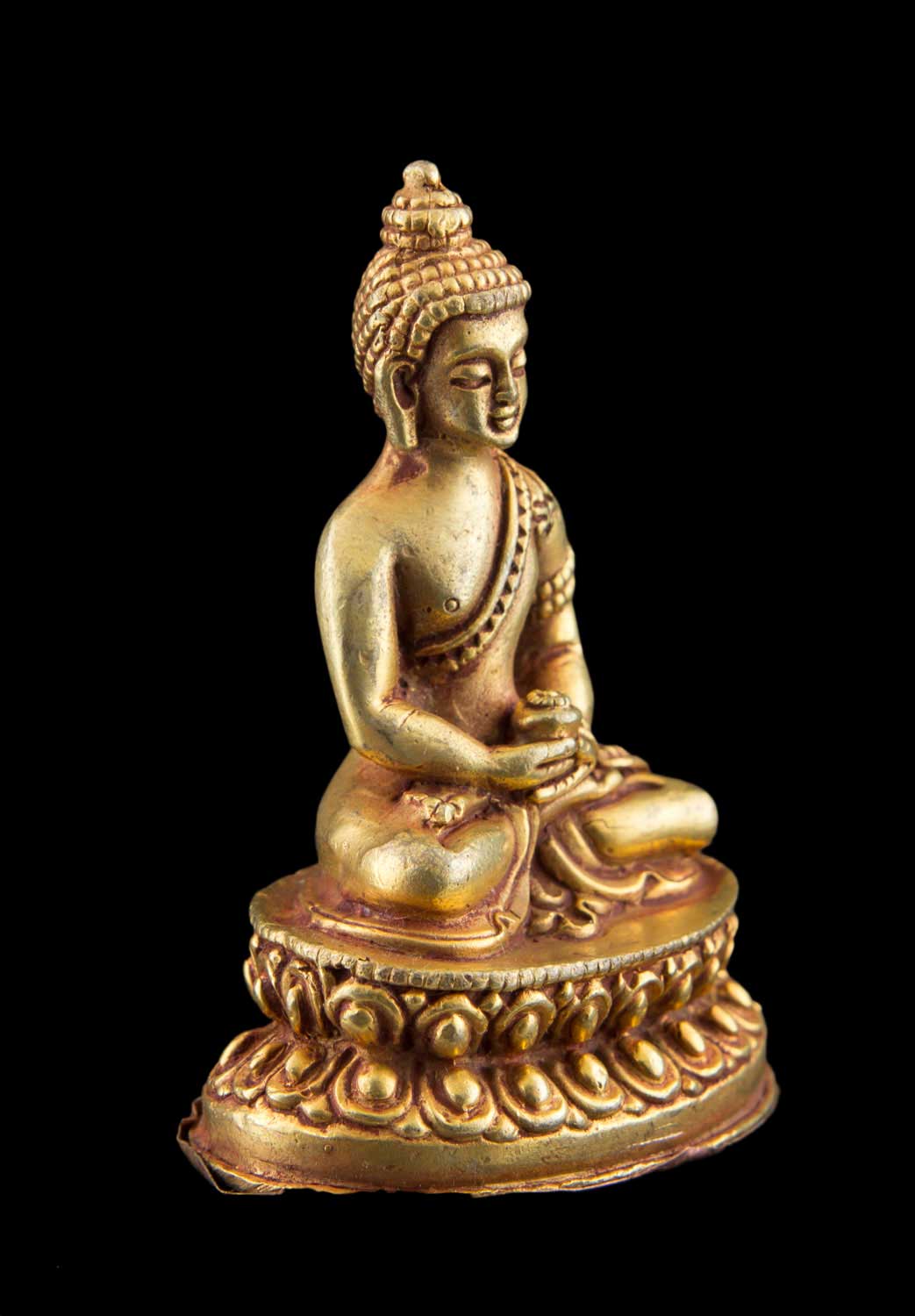 Statue de Bouddha Amitabha en alliage de cuivre – Artisanat népalais authentique de Patan