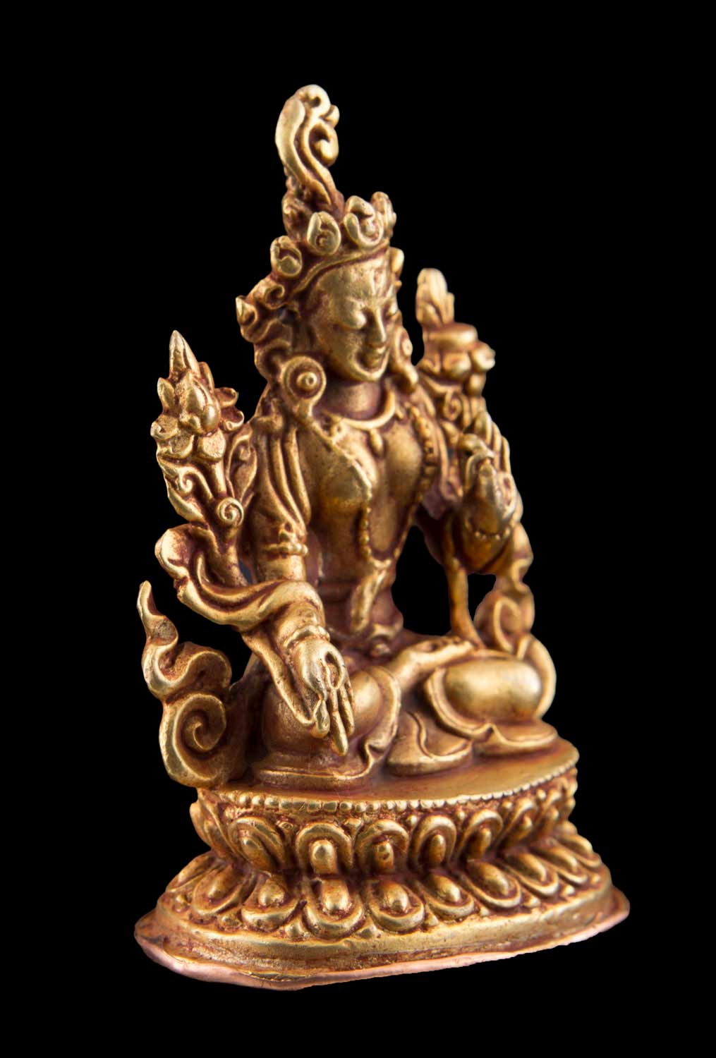 Statuette Bouddhiste Tara Blanche En Cuivre Doré – Artisanat Du Népal