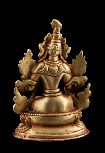 Statuette Bouddhiste Tara Blanche En Cuivre Doré – Artisanat Du Népal
