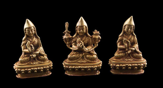 Set de statues Lama Tsongkhapa et ses disciples en alliage de cuivre – Transmission de la sagesse du bouddhisme tibétain
