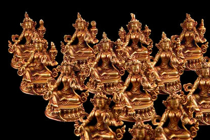 Set De 21 Statues Bouddhistes Tara En Cuivre Doré – Artisanat Tibétain Du Népal