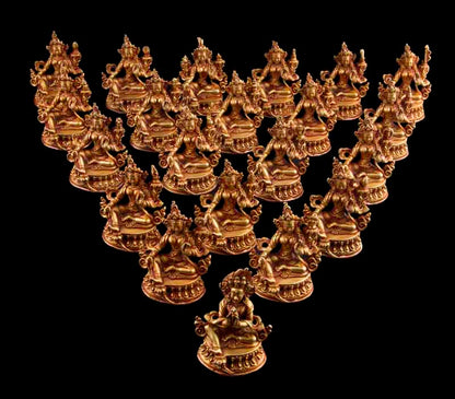 Set De 21 Statues Bouddhistes Tara En Cuivre Doré – Artisanat Tibétain Du Népal