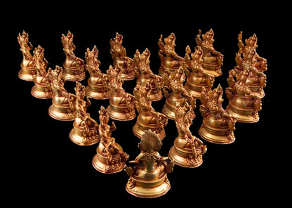 Set De 21 Statues Bouddhistes Tara En Cuivre Doré – Artisanat Tibétain Du Népal