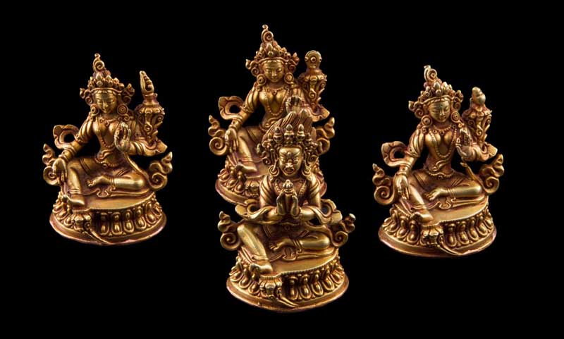 Set De 21 Statues Bouddhistes Tara En Cuivre Doré – Artisanat Tibétain Du Népal