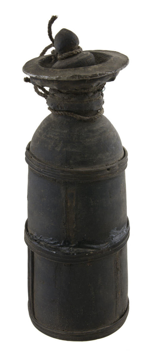 Ancien Pot à Lait Tsampa en Bois Tourné – Objet Usuel de l’Himalaya