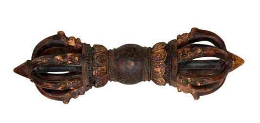 Dorje Vajra Tibétain À 6 Branches En Laiton – Grand Objet Rituel Bouddhiste Vajrayana