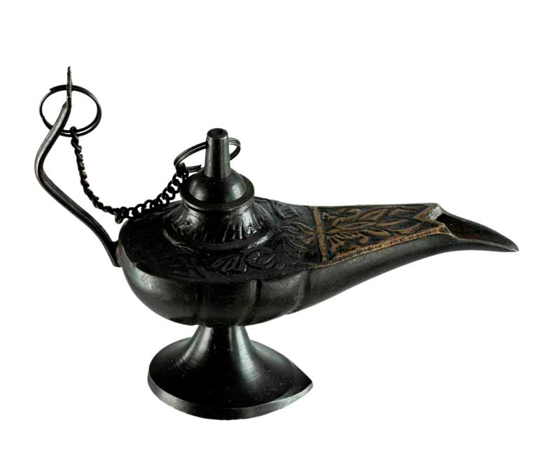 Lampe d’Aladin en Laiton 11 cm – Patine Brune – Artisanat Indien