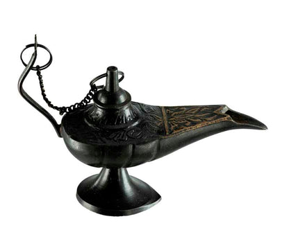 Lampe d’Aladin en Laiton 11 cm – Patine Brune – Artisanat Indien