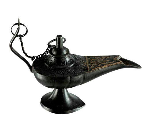 Lampe d’Aladin en Laiton 11 cm – Patine Brune – Artisanat Indien