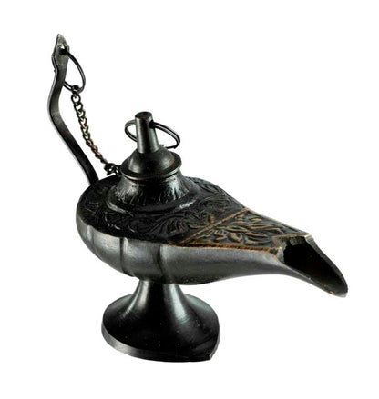 Lampe d’Aladin en Laiton 11 cm – Patine Brune – Artisanat Indien