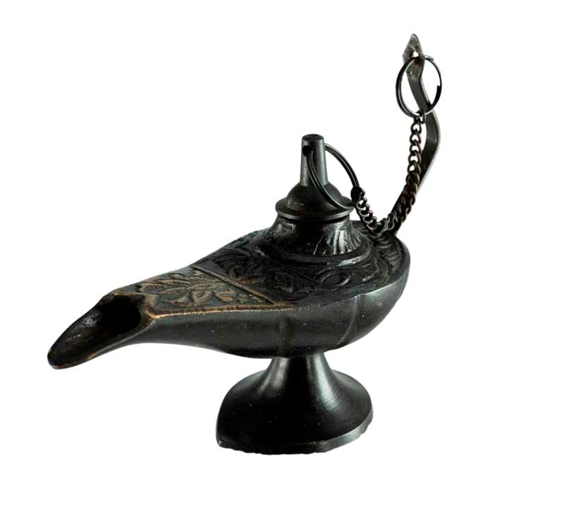 Lampe d’Aladin en Laiton 11 cm – Patine Brune – Artisanat Indien