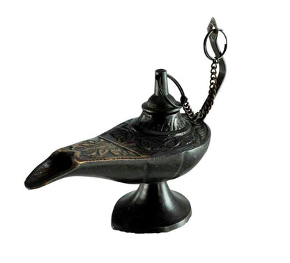Lampe d’Aladin en Laiton 11 cm – Patine Brune – Artisanat Indien