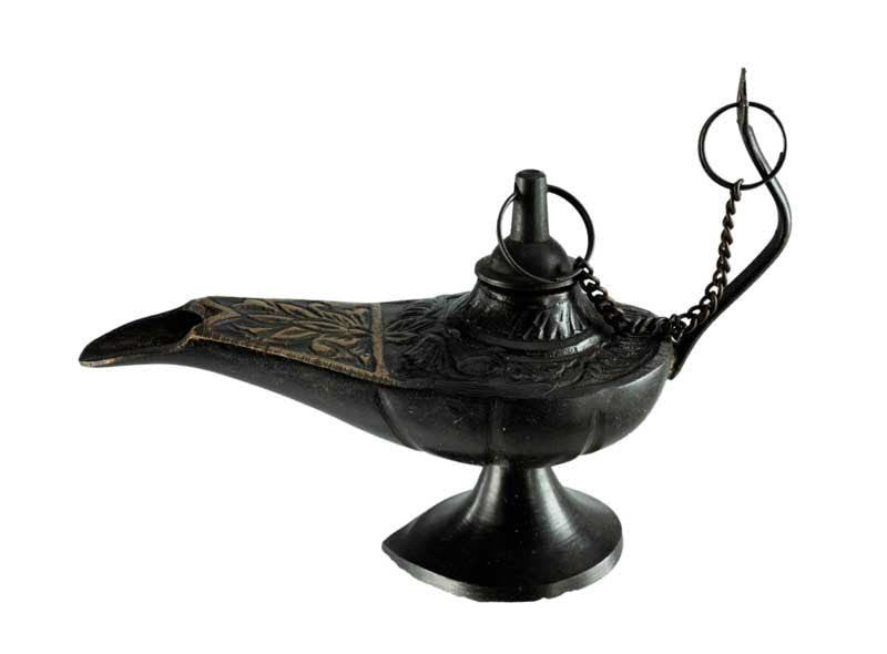 Lampe d’Aladin en Laiton 11 cm – Patine Brune – Artisanat Indien