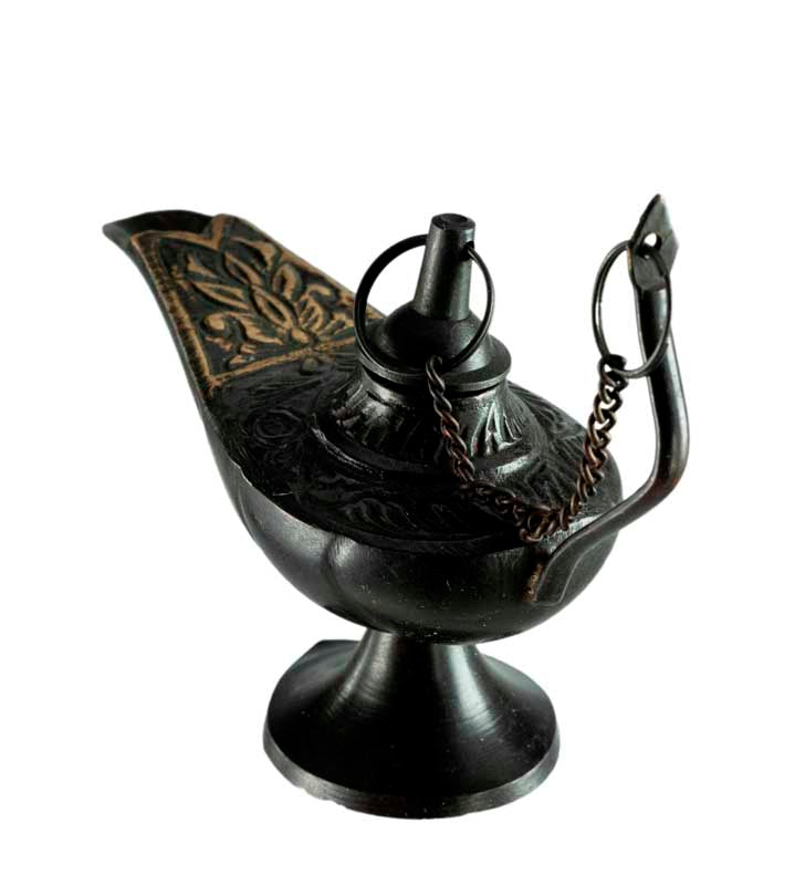 Lampe d’Aladin en Laiton 11 cm – Patine Brune – Artisanat Indien