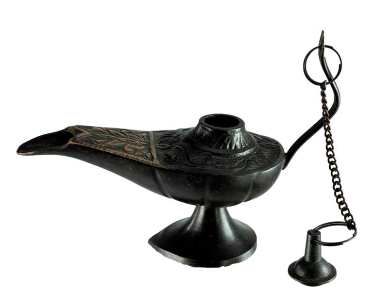 Lampe d’Aladin en Laiton 11 cm – Patine Brune – Artisanat Indien