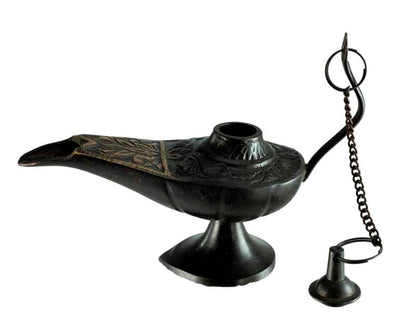 Lampe d’Aladin en Laiton 11 cm – Patine Brune – Artisanat Indien