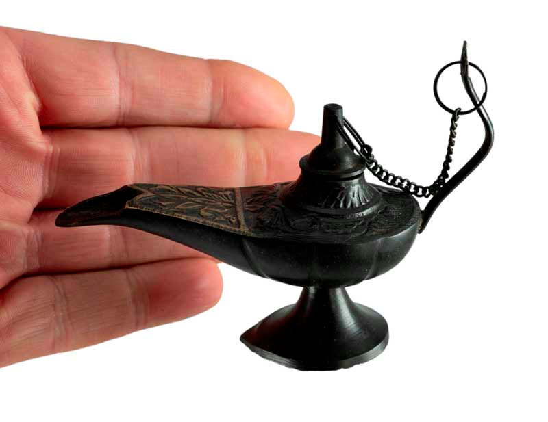 Lampe d’Aladin en Laiton 11 cm – Patine Brune – Artisanat Indien