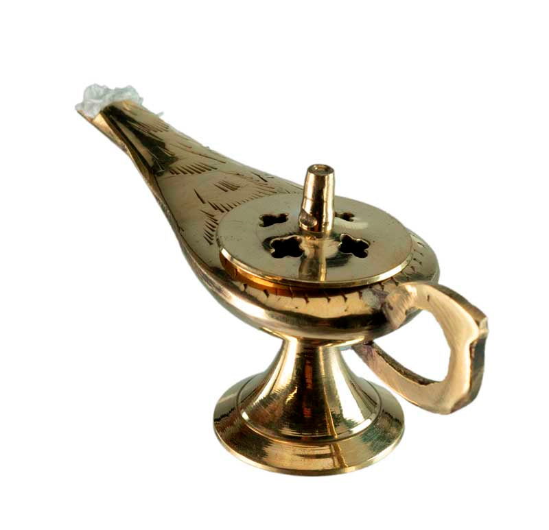 Lampe d’Aladin en Laiton 12,5 cm – Patine Dorée – Artisanat Indien