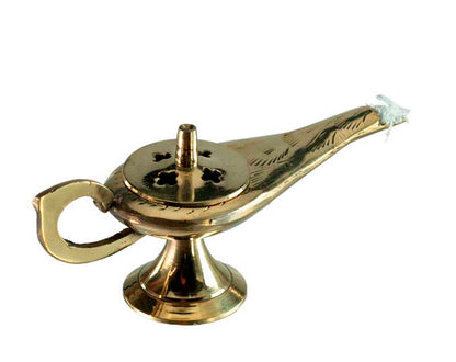 Lampe d’Aladin en Laiton 12,5 cm – Patine Dorée – Artisanat Indien