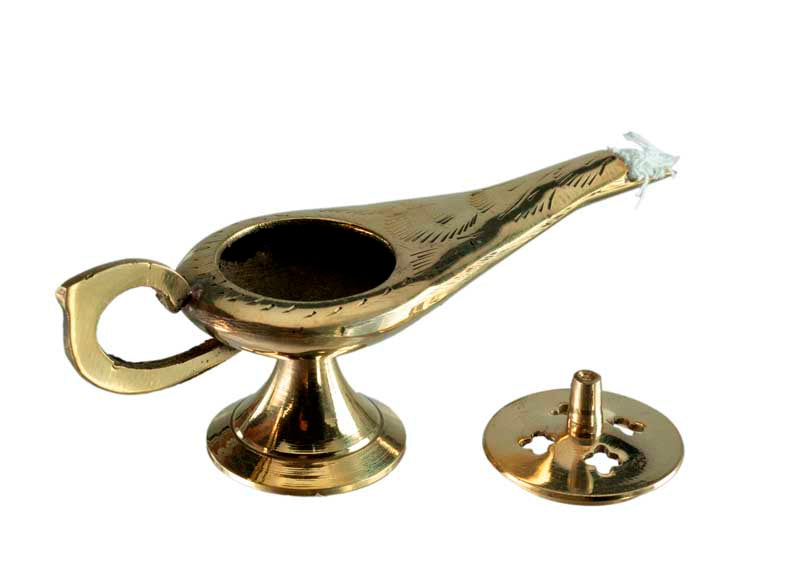 Lampe d’Aladin en Laiton 12,5 cm – Patine Dorée – Artisanat Indien