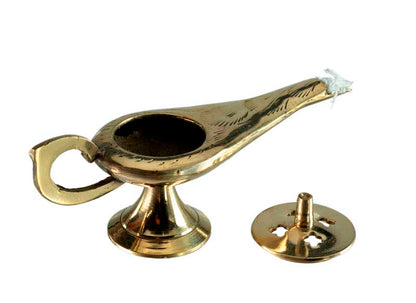 Lampe d’Aladin en Laiton 12,5 cm – Patine Dorée – Artisanat Indien