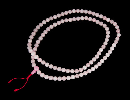 Collier Mala Tibétain en Quartz Rose Naturel – 108 Perles 8 mm