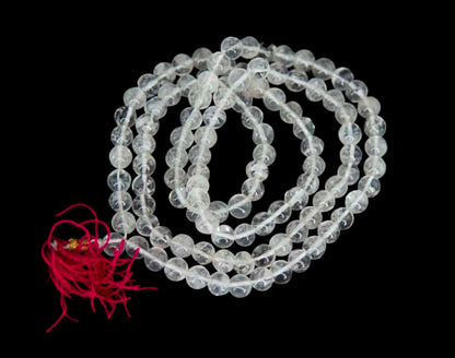 Collier Mala Tibétain en Cristal de Roche Naturel – 108 Perles 8 mm