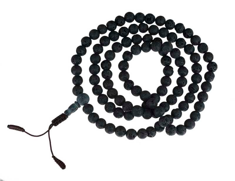 Mala Tibétain 108 Perles En Pierre De Lave 8 mm – Collier Bouddhiste Artisanal