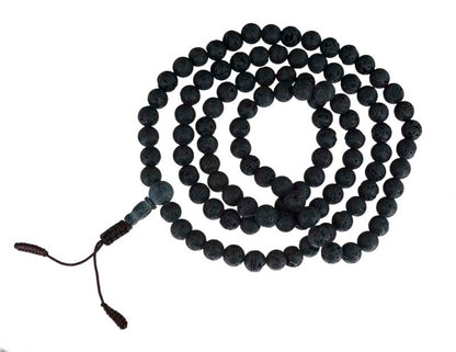 Mala Tibétain 108 Perles En Pierre De Lave 8 mm – Collier Bouddhiste Artisanal