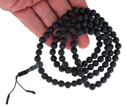 Mala Tibétain 108 Perles En Pierre De Lave 8 mm – Collier Bouddhiste Artisanal