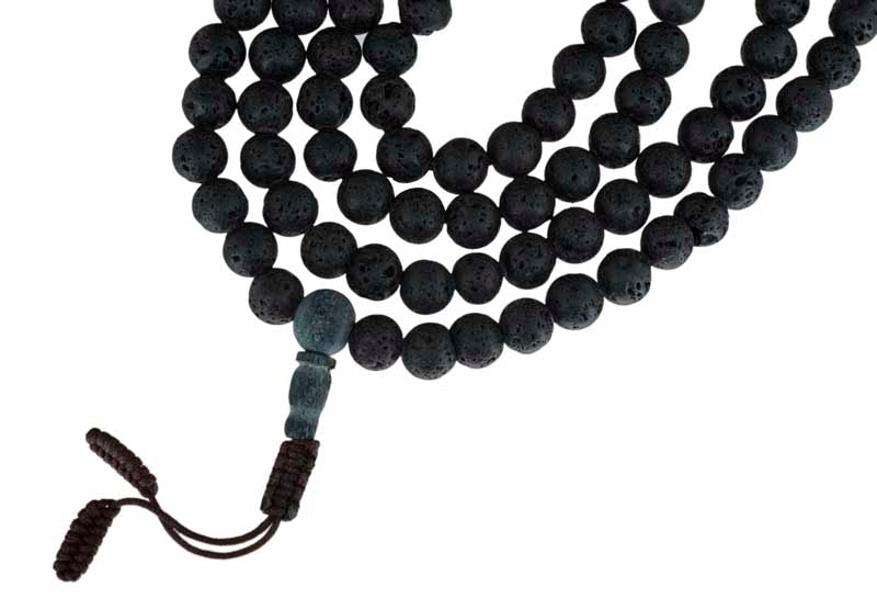 Mala Tibétain 108 Perles En Pierre De Lave 8 mm – Collier Bouddhiste Artisanal