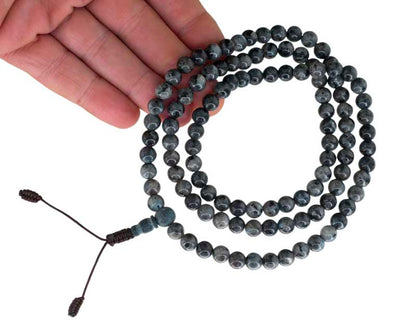 Mala Tibétain Labradorite Véritable – Collier Bouddhiste Pour La Méditation