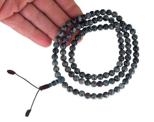Mala Tibétain Labradorite Véritable – Collier Bouddhiste Pour La Méditation