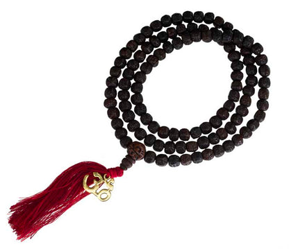 Mala Tibétain En Graines De Rudraksha Avec Pendentif Om – Collier Rosaire Du Népal