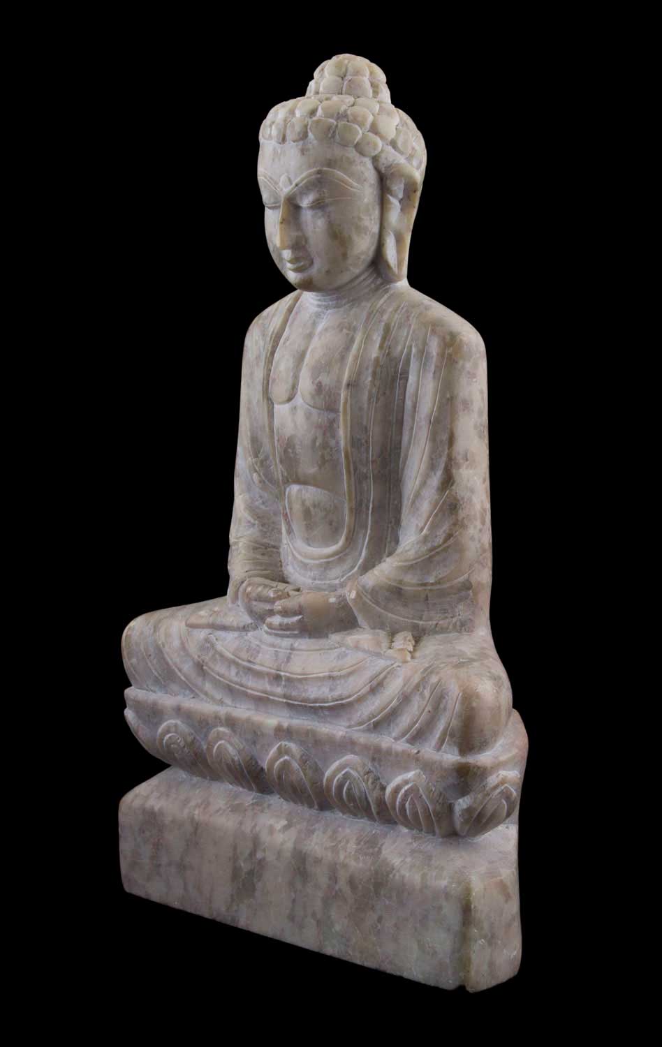 Statue Bouddha Ashokottama en pierre ollaire – Sculpture artisanale indienne unique