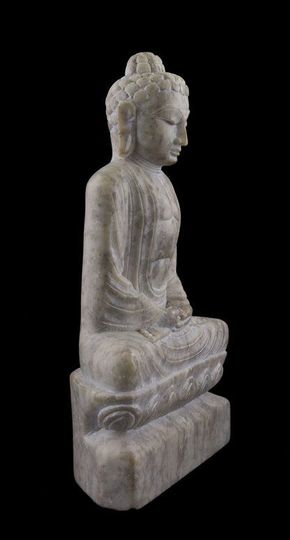 Statue Bouddha Ashokottama en pierre ollaire – Sculpture artisanale indienne unique