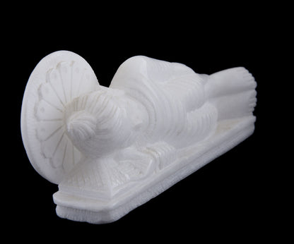 Statue Bouddha Nirvana en marbre blanc – Sculpture artisanale indienne symbole de sérénité