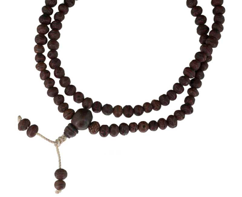 Mala Tibétain en Graines de Raktu avec Compteurs – Collier Rosaire Artisanal