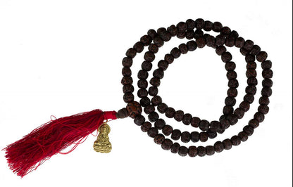 Rudraksha Mala Tibétain En Graines De Rudraksha – Collier Chapelet Avec Pendentif Bouddha Doré
