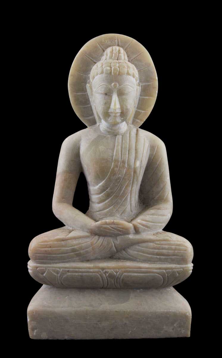 Statue Lord Bouddha Ashokottama en pierre ollaire – Sculpture artisanale indienne unique