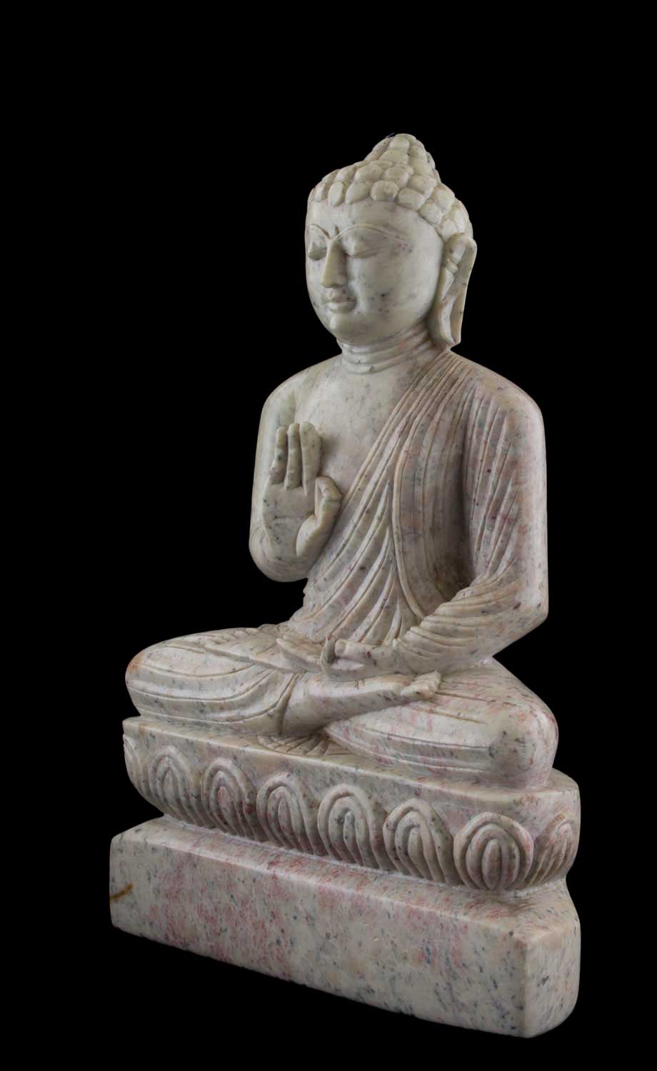 Statue Bouddha Mudra de protection en pierre ollaire – Sculpture artisanale indienne unique