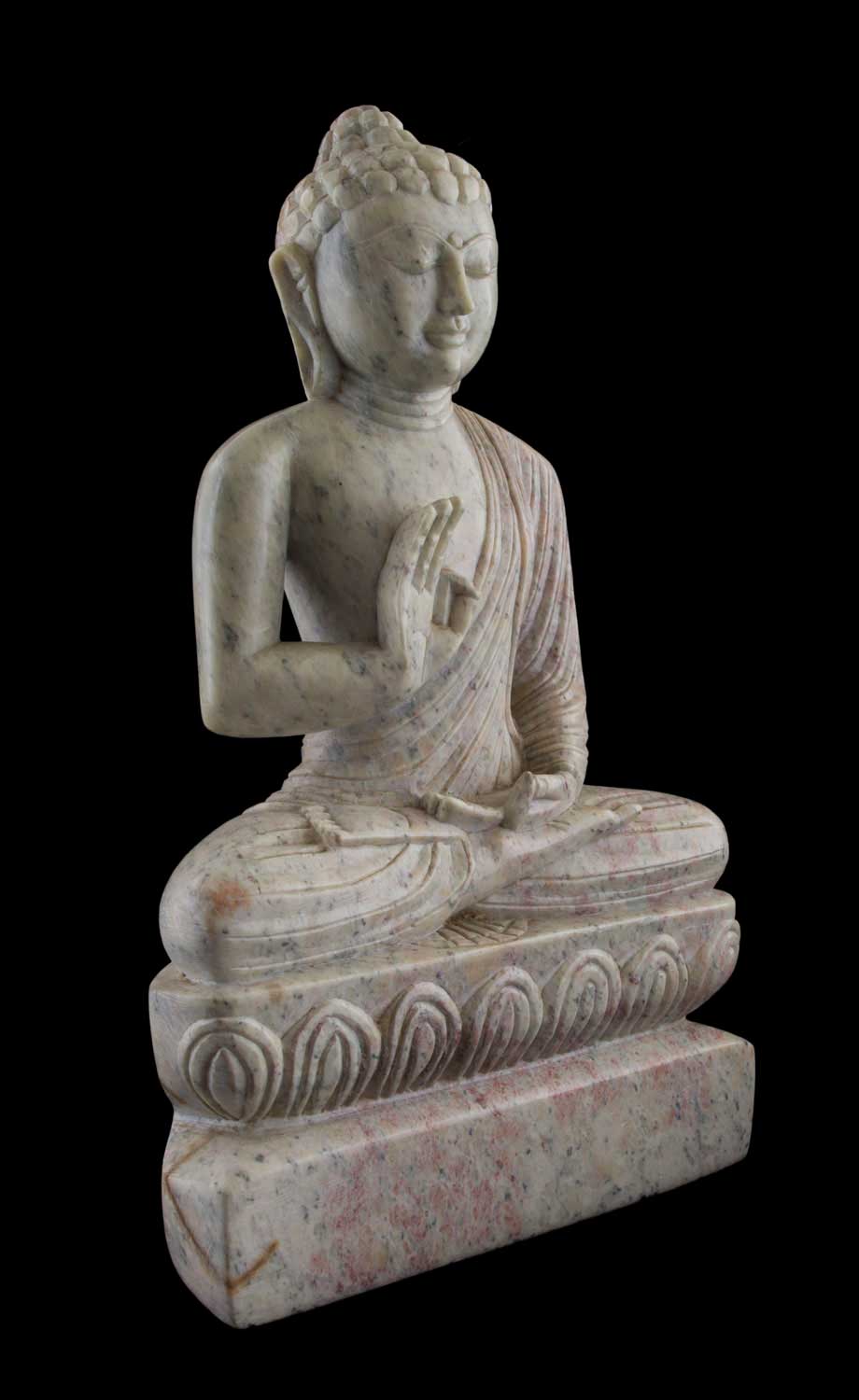 Statue Bouddha Mudra de protection en pierre ollaire – Sculpture artisanale indienne unique