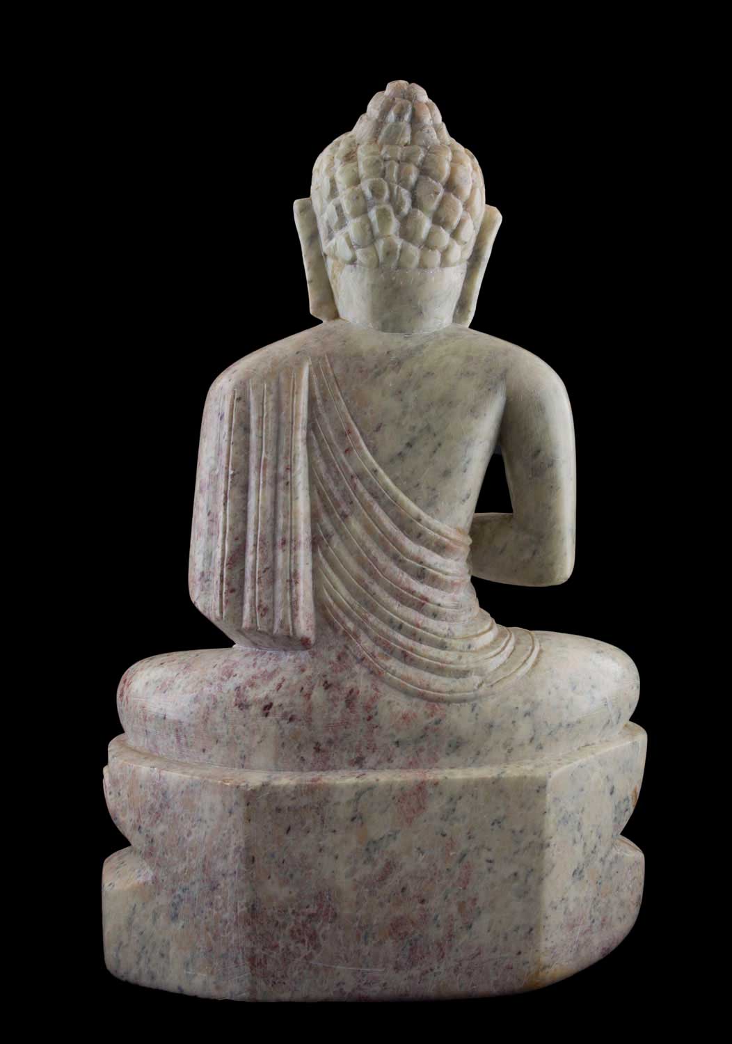 Statue Bouddha Mudra de protection en pierre ollaire – Sculpture artisanale indienne unique