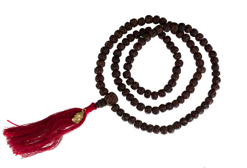 Rudraksha Mala Tibétain En Graines De Rudraksha – Pendentif Bouddha Doré