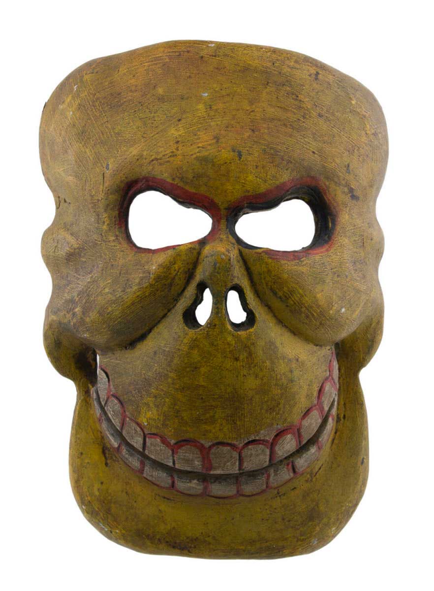Masque Népalais Tantrique et Bouddhique Citipati Tête de Mort Jaune en Bois