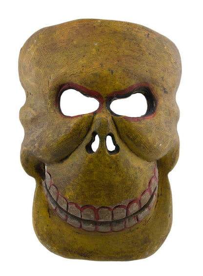 Masque Népalais Tantrique et Bouddhique Citipati Tête de Mort Jaune en Bois