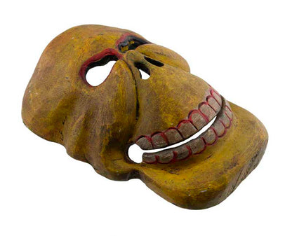 Masque Népalais Tantrique et Bouddhique Citipati Tête de Mort Jaune en Bois