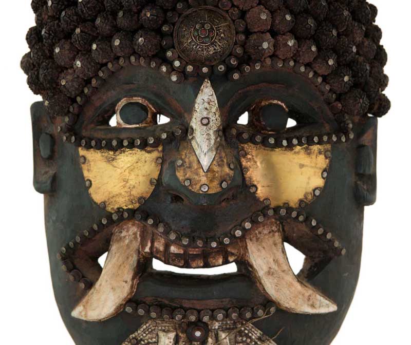 Masque De Jhakri Chamane Népalais – Ancêtre Anthropo-Zoomorphe Tharu