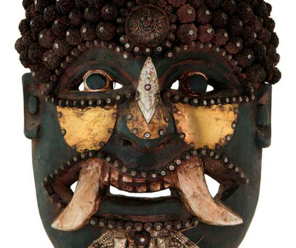 Masque De Jhakri Chamane Népalais – Ancêtre Anthropo-Zoomorphe Tharu