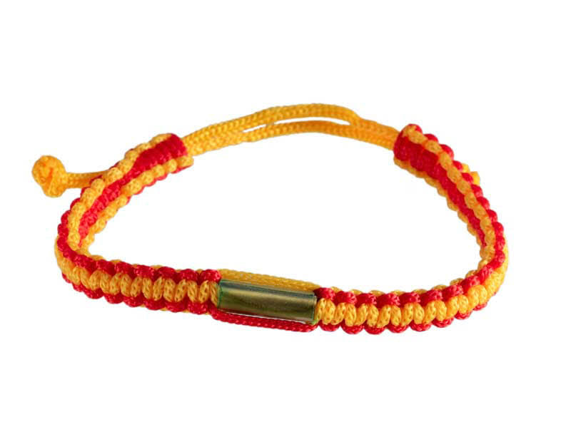 Bracelet Bouddhiste Sai Sin Orange et Rouge avec Takrut – Tradition Thaïlandaise